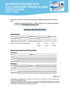 Fiche de renseignement garderie périscolaire