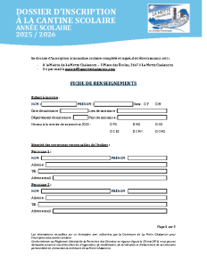 Inscription cantine scolaire